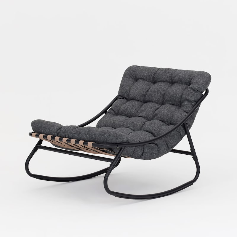 Outdoor Patio Scoop Rocking Lounge Chair with Cushions