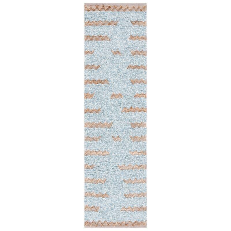 SAFAVIEH Handmade Natura Arbana Boho Wool & Jute Rug - 2'3" x 8' Runner - Blue/Natural