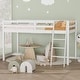 preview thumbnail 1 of 57, Espresso Wood Junior Loft Bed with Stairs for Adults, Kids and Young Teens White - Full