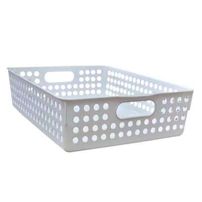 YBM Home Plastic Paper Organizer Basket Tray for Office Desk, Perforated Storage,