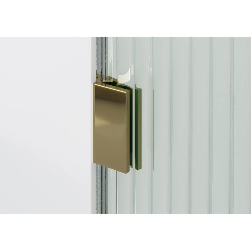 Glass Warehouse 38" x 78" Frameless Shower Door - Single Fixed Panel Fluted Frosted Radius