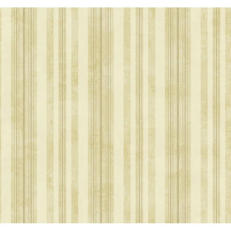 Seabrook Designs Cassius Stripe Unpasted Wallpaper - 27 in. W x 27 ft. L - Metallic Buttercream