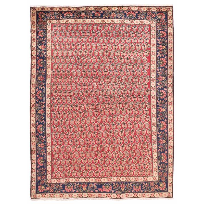 ECARPETGALLERY Hand-knotted Melis Vintage Red Wool Rug - 5'9 x 8'0
