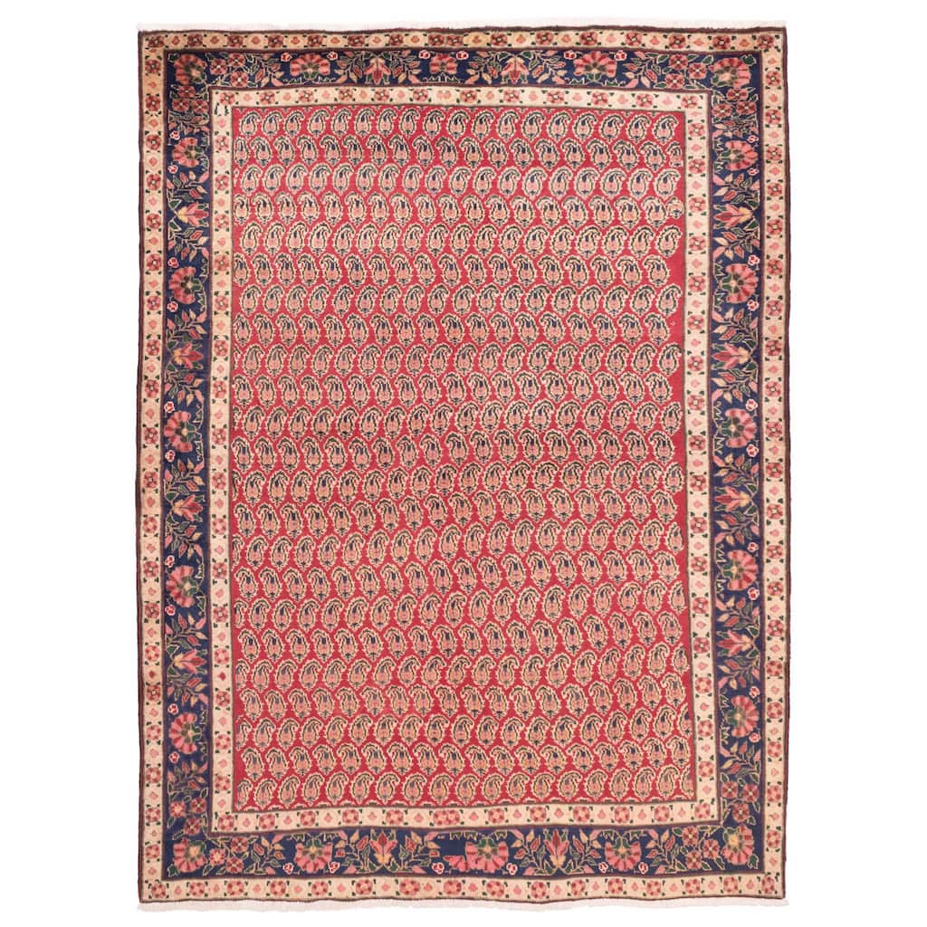 ECARPETGALLERY Hand-knotted Melis Vintage Red Wool Rug - 5'9 x 8'0