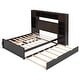preview thumbnail 46 of 52, Full Size Wooden Bed with All-in-One Cabinet, Shelf, Sockets & Twin Trundle - Stylish and Functional in Grey