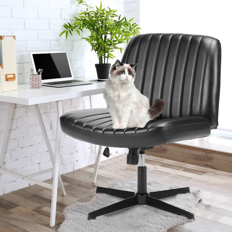 Modern Armless PU Leather Office Chair