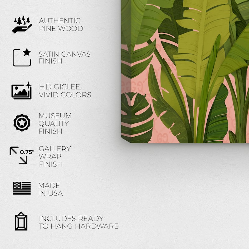 Wynwood Studio Canvas Floral and Botanical Jungle Blush Green and Tropical Wall Art Canvas Print