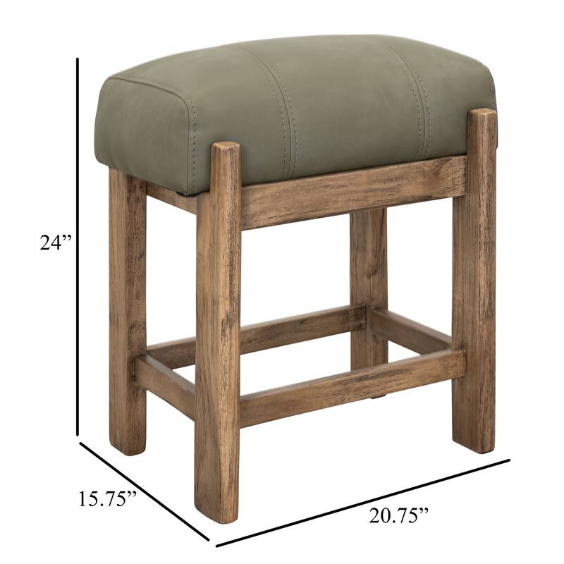 Eray Counter Stool, Almond, Barrel Brown, Olive Green Faux Leather