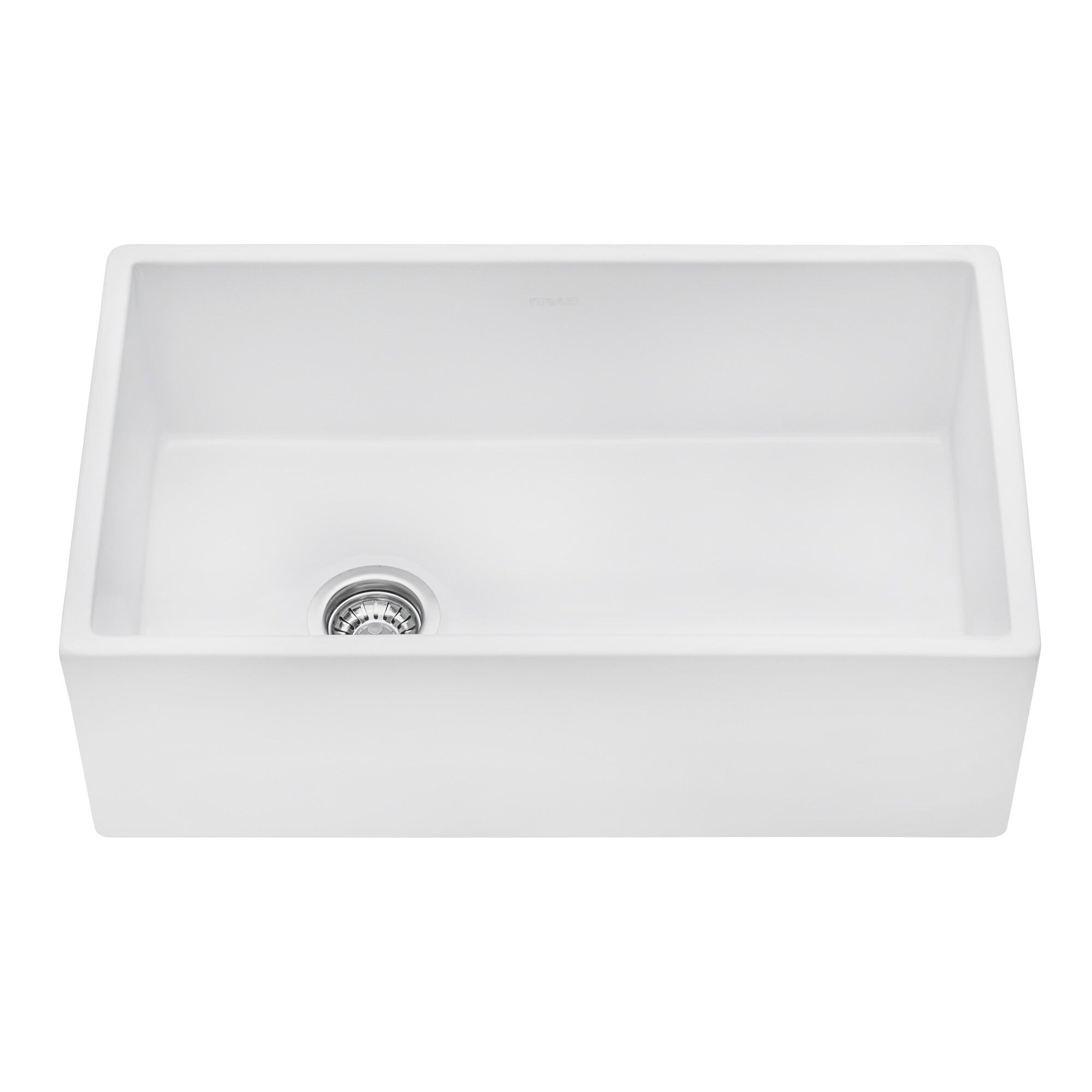 Shop Ruvati 30 Inch Fireclay Farmhouse Offset Drain Kitchen Sink Single Bowl White Left Drain Rvl2018wl Overstock 32325158