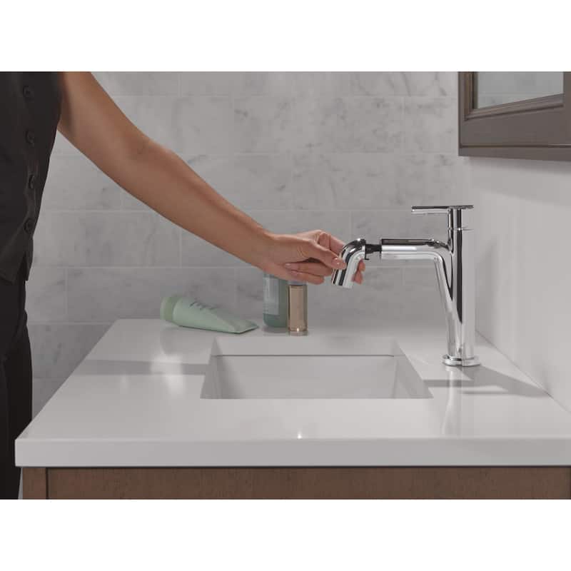 Delta 15849LF-PD Nicoli 1.2 GPM Single Hole Bathroom Faucet with Pull