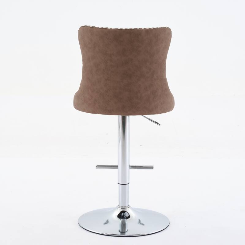 Set of 2 Swivel Velvet Tufted Adjusatble Seat Height Barstools