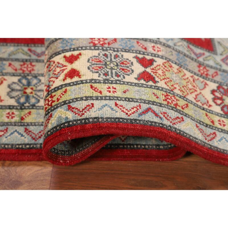 Red Kazak Oriental Area Rug Bedroom Hand-Knotted Wool Carpet - 5'0" x 6'9"