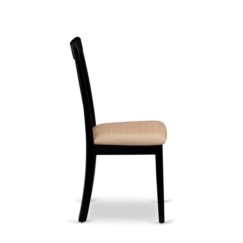 East West Furniture 3 Piece Kitchen Table Set- A Round Dining Room Table and 2 kitchen Chairs, Black & Cherry (Seat Options)