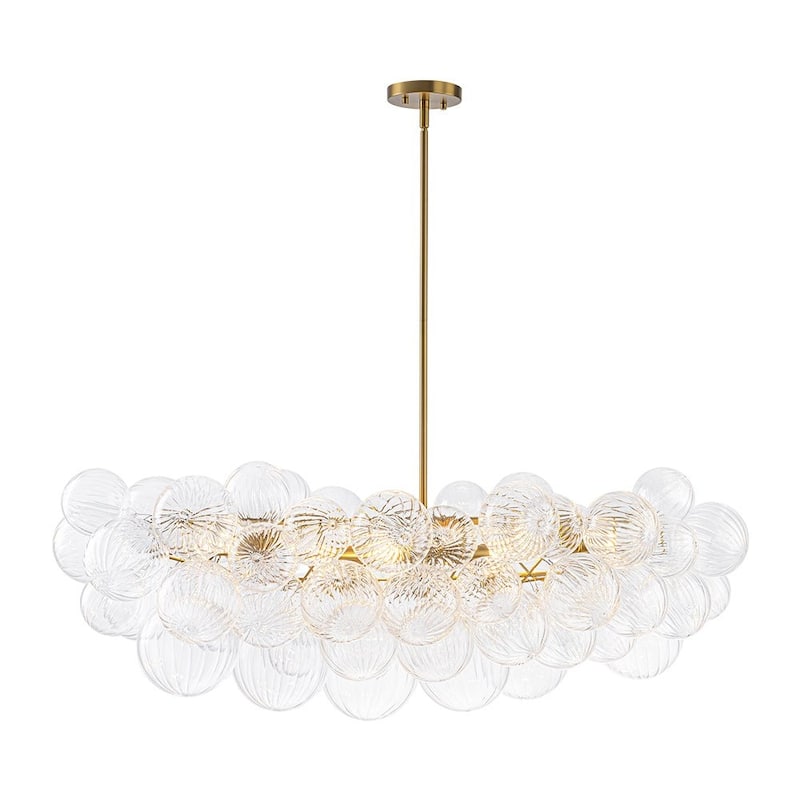 Glam 6-Light Waxing Crescent Striped Glass Cluster Bubble Chandelier - 47.2 in
