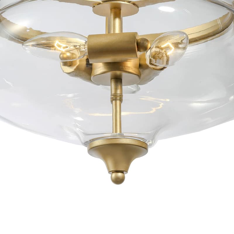 Modern Glam Chandelier 3-Light Clear Glass Lantern Farmhouse Pendant Lights for Kitchen Island