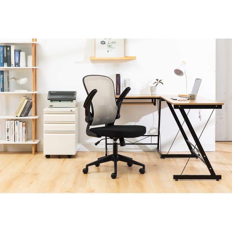 Newton Modern Mid-Back Mesh Office Chair with Flip-Up Arms, Adjustable Height, Tilt Lock, Swivel Wheels Desk Chair