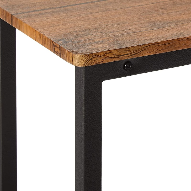 5 Piece Wooden Bar Table and Bar Stools with Metal Legs, Brown and Black
