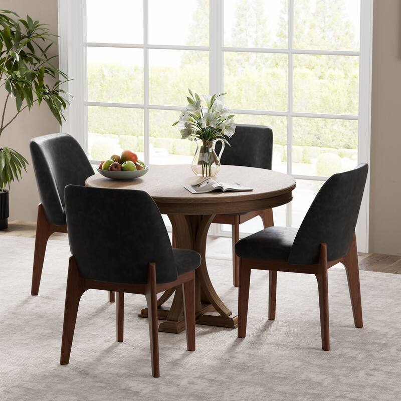 set of 2 upholstered side chairs with wooden legs, suitable for kitchen, dining room and office