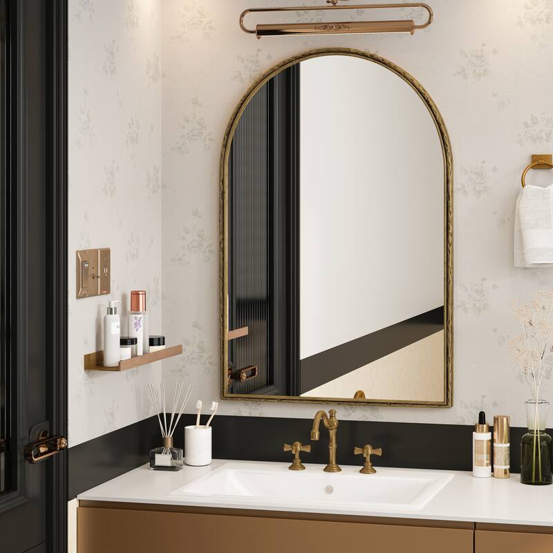 Gold Arched Wall Mirror - Bathroom Vanity & Home Decor