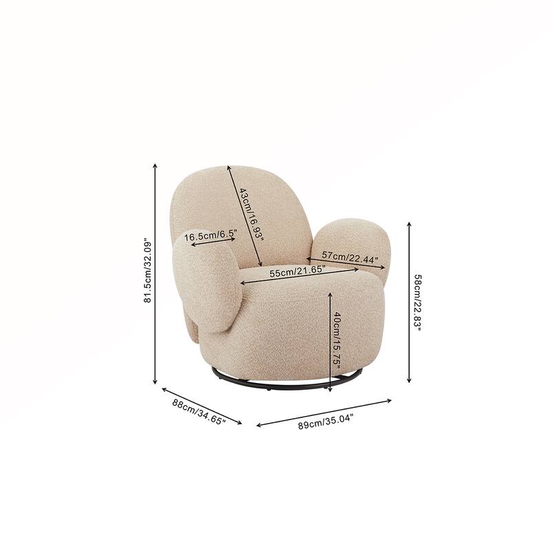Fabric Swivel Accent Chair With Metal Legs