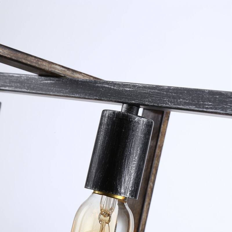 Modern 4-Light Distressed Black Linear Chandelier for Dining Room - 35.5-in L x 10.2-in W x 10.2-in H