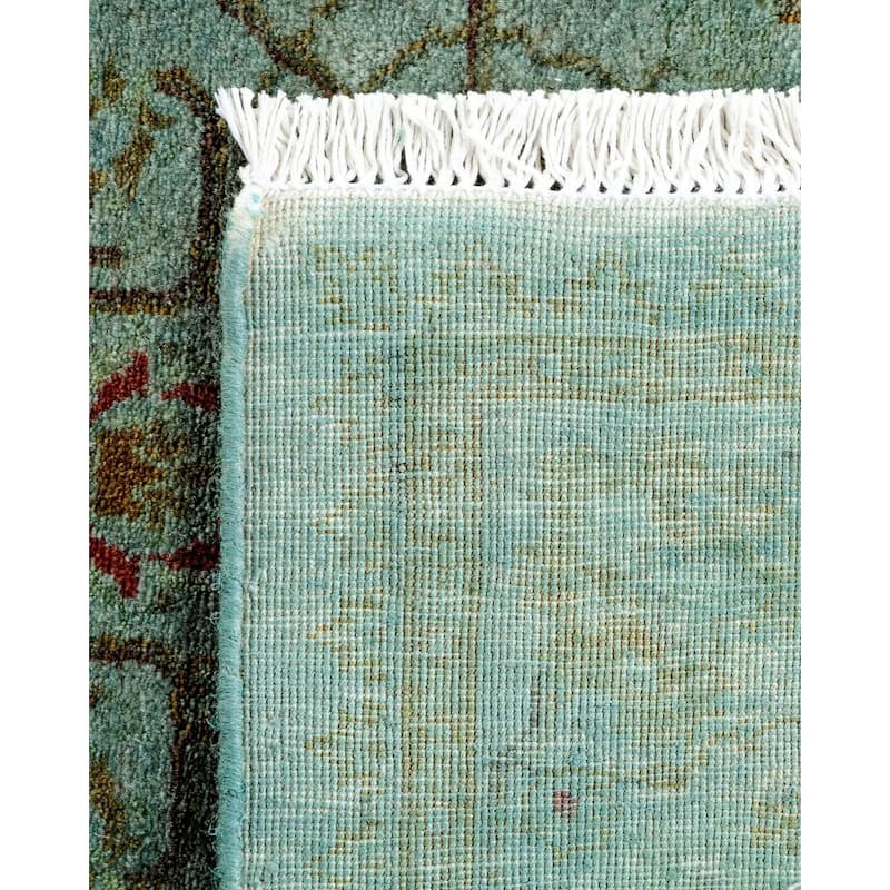 Overton Hand Knotted Wool Vintage Inspired Modern Contemporary Overdyed Blue Runner Rug - 2' 7" x 15' 8"