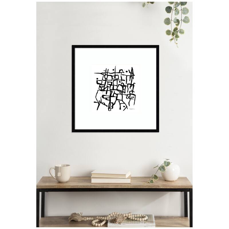 Kate and Laurel Organic Lines BW Grayscale by Statement Goods Framed Wall Art Print