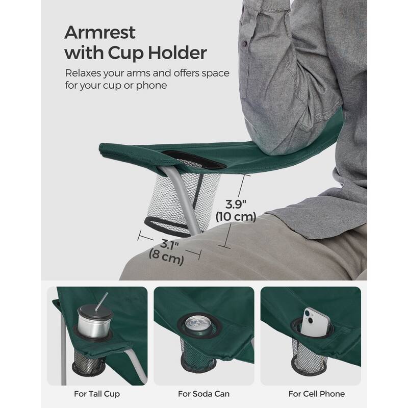 Set of 2 Lightweight Portable Outdoor Folding Camping Chairs with Carry Bags for Hiking or Fishing - 21.3"D x 33.9"W x 38.2"H