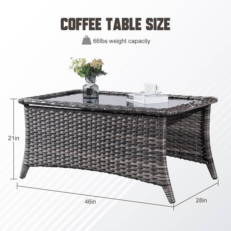 Gymojoy 2-Piece Outdoor Wicker Patio Furniture with Loveseat, Rattan Coversation Set with Water Resistant Thick Cushions