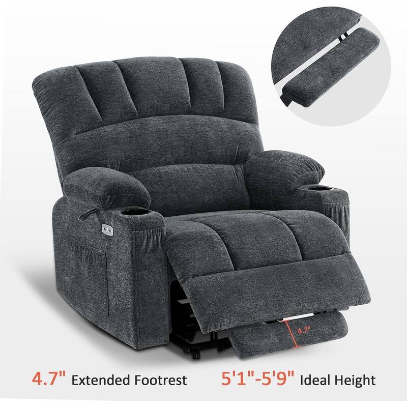 MCombo Recliner Chair Sofa with Massage and Heat, Fabric R7096 (Medium-Wide)
