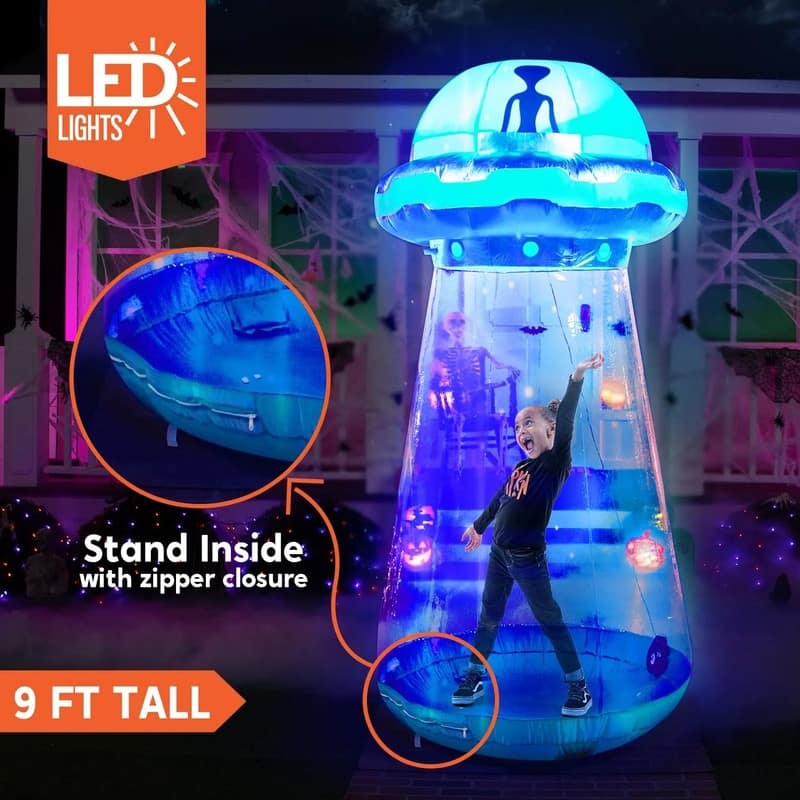 9 FT Halloween Inflatable UFO Yard Decoration