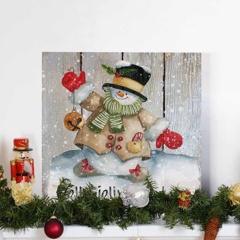 Holly Jolly Snowman-Premium Gallery Wrapped Canvas - Ready to Hang