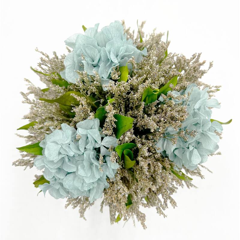 Preserved 10 Inch Decorative Hydrangea Standing Topiary Plant - Green - 10X8