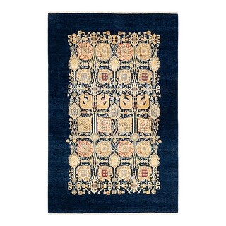 Overton Eclectic, One-of-a-Kind Hand-Knotted Area Rug - Blue, 5' 10" x 9' 0" - 5'10" x 9'0"