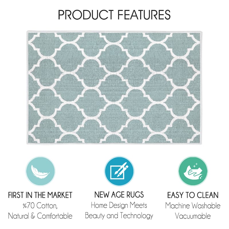 SussexHome Non-Skid Ultra-Thin Area Rugs for Laundry Room, Entryway, Bathroom and Kitchen - Washable Multipurpose Floor Mat