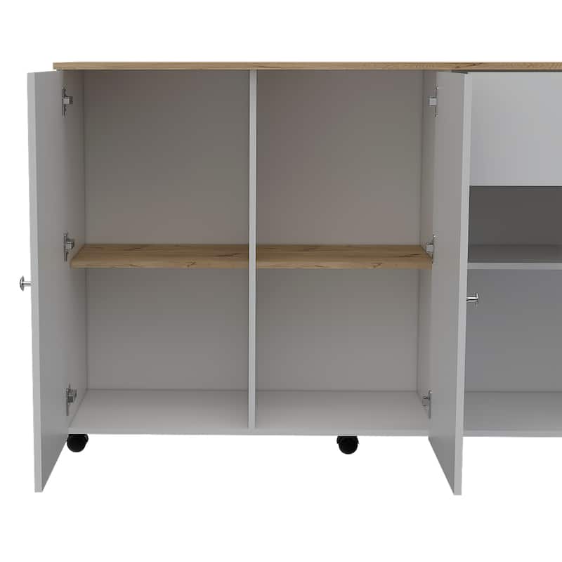 Sayville 2-Drawer 2-Shelf Kitchen Island White and Pine