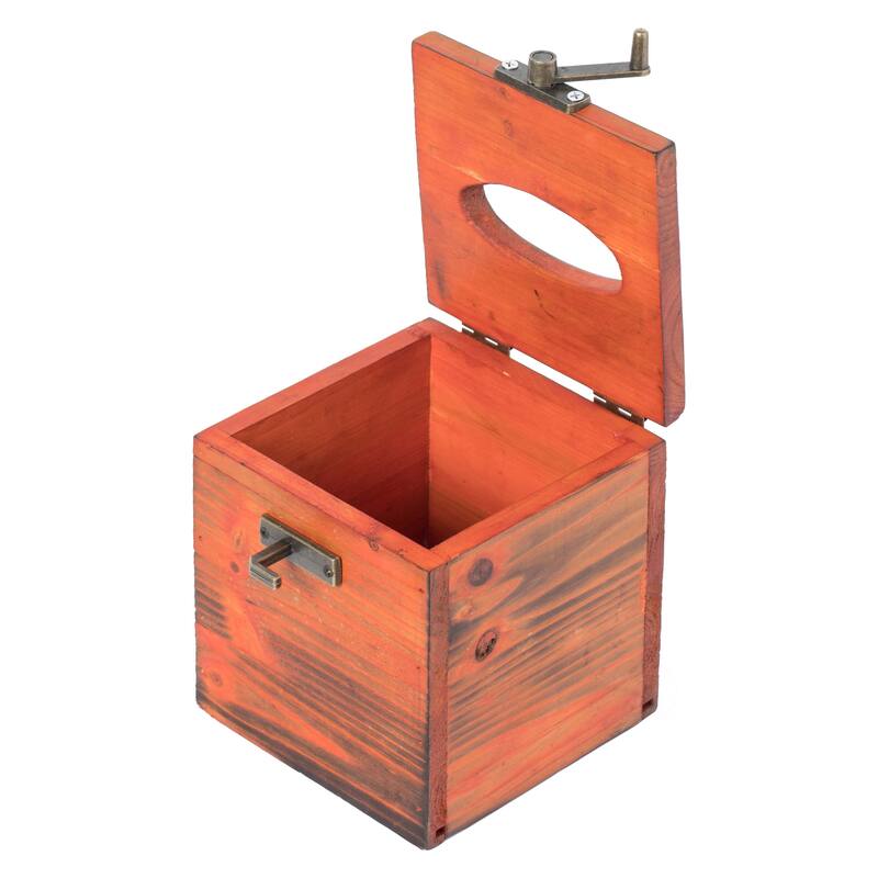 Square Wooden Rustic Lockable Tissue Box Cover Holder - Brown