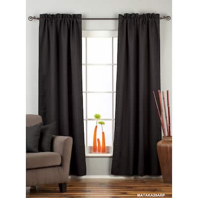 Black Rod Pocket Matka Raw Silk Curtain / Drape / Panel - Piece