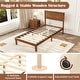 preview thumbnail 7 of 5, Walnut Acacia Wood Twin Platform Bed Retro Headboard Storage Space