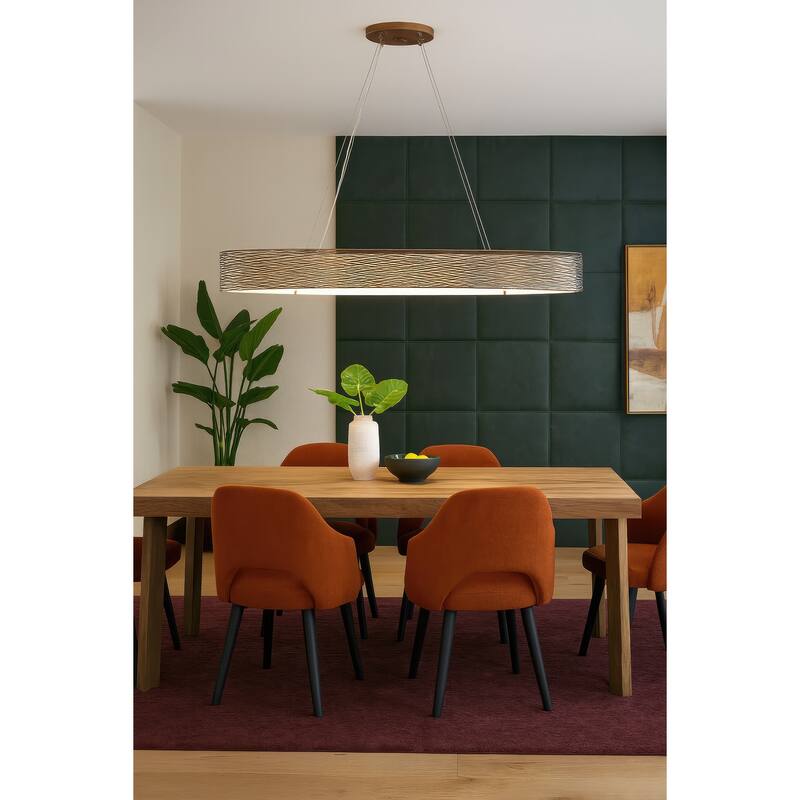 Varaluz Flow Oval Linear Pendant w/Fabric Shade - Hammered Ore - 4-Light - 48"W
