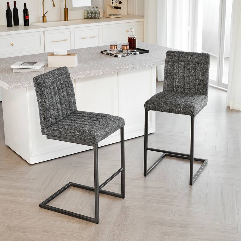 2 Sets Bar Stool - Fabric Chair with Sturdy Metal Frame, Stylish & Comfortable Seating for Kitchen Island, Living Room