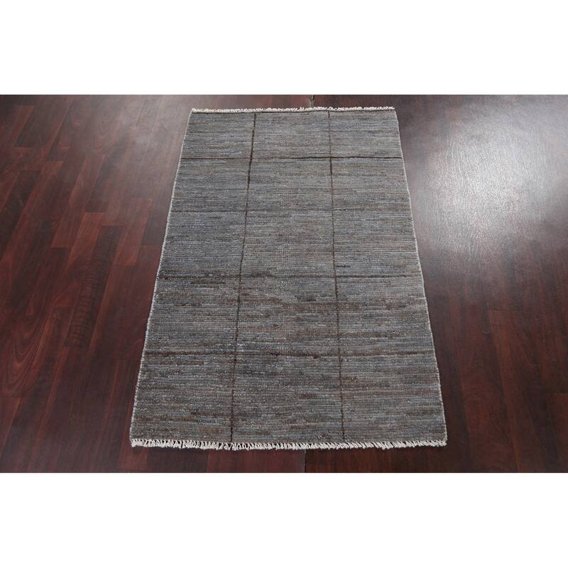 Geometric Checkered Gabbeh Kashkoli Wool Area Rug Hand-knotted Carpet - 3'0" x 4'6"