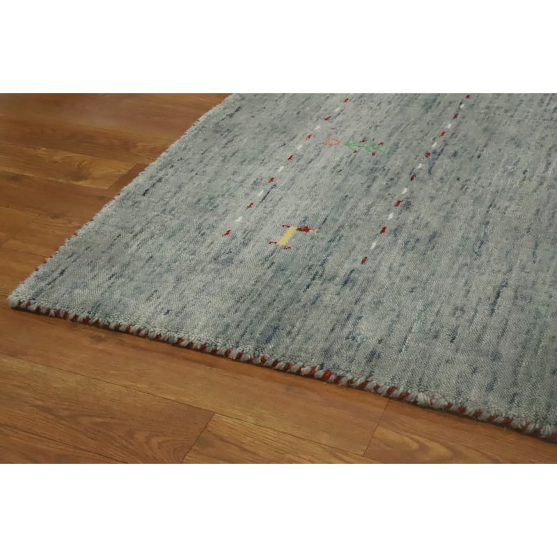 Hand Knotted Oriental 100% Wool Carpet Tribal Animal Pictorial Greys & Charcoal Gabbeh Area Rug - 8' 0'' X 8' 2''
