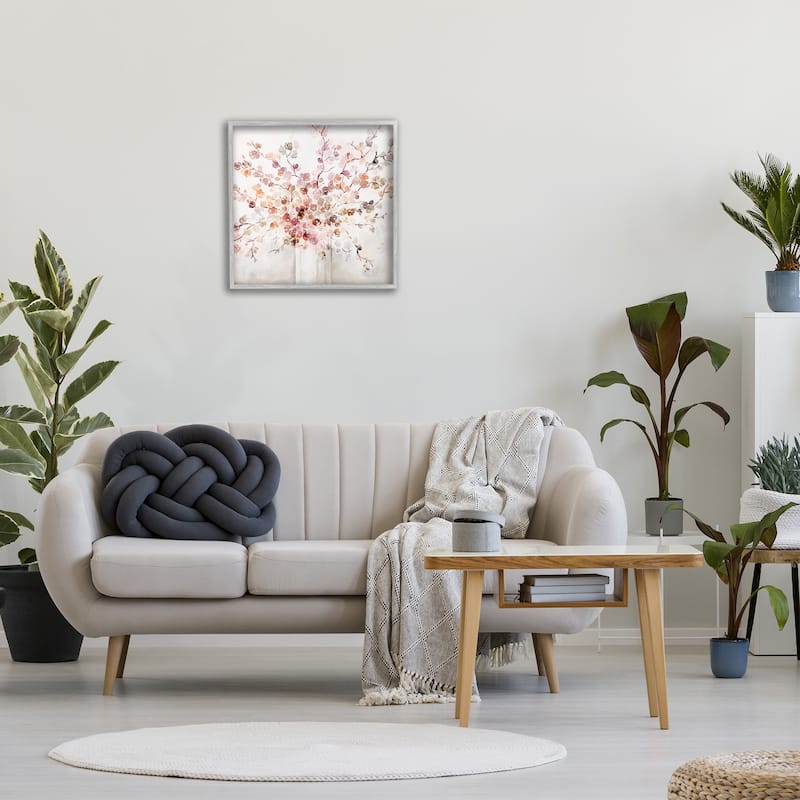 Stupell Abstract Warm Floral Vine Bouquet Expressive Red Flowers Framed Wall Art