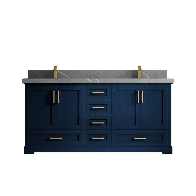 Willow Collection 72 in W x 22 in D x 36 in H Boston Double Bowl Sink Bathroom Vanity with Countertop