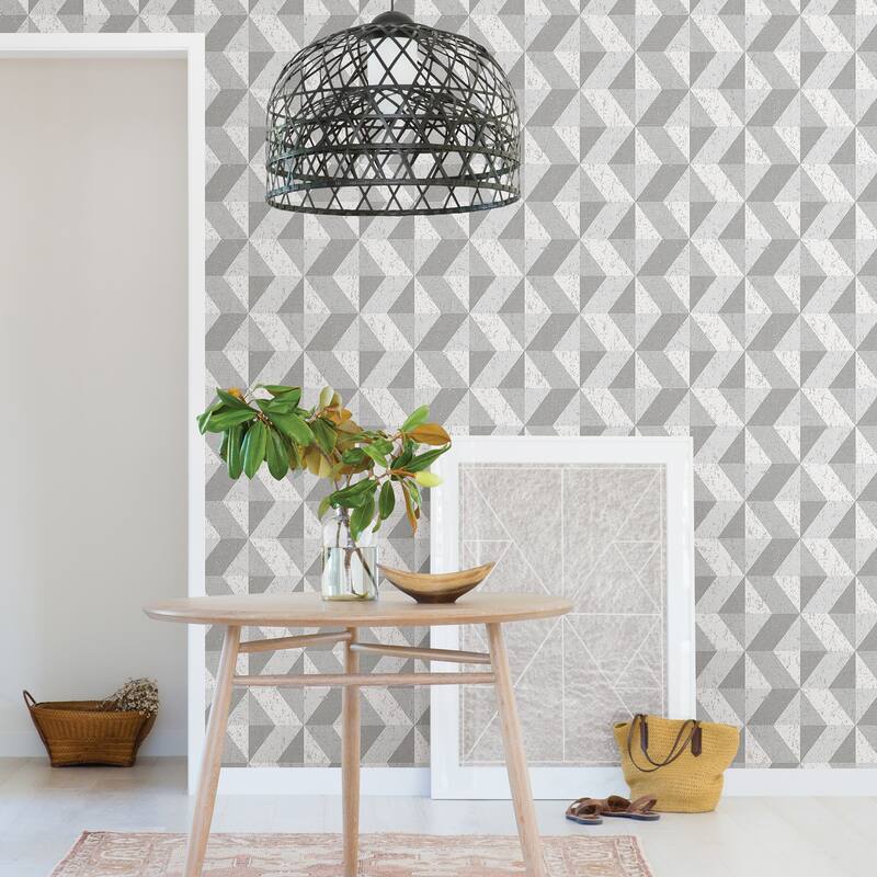 A-Street Prints Cerium Grey Concrete Geometric Wallpaper