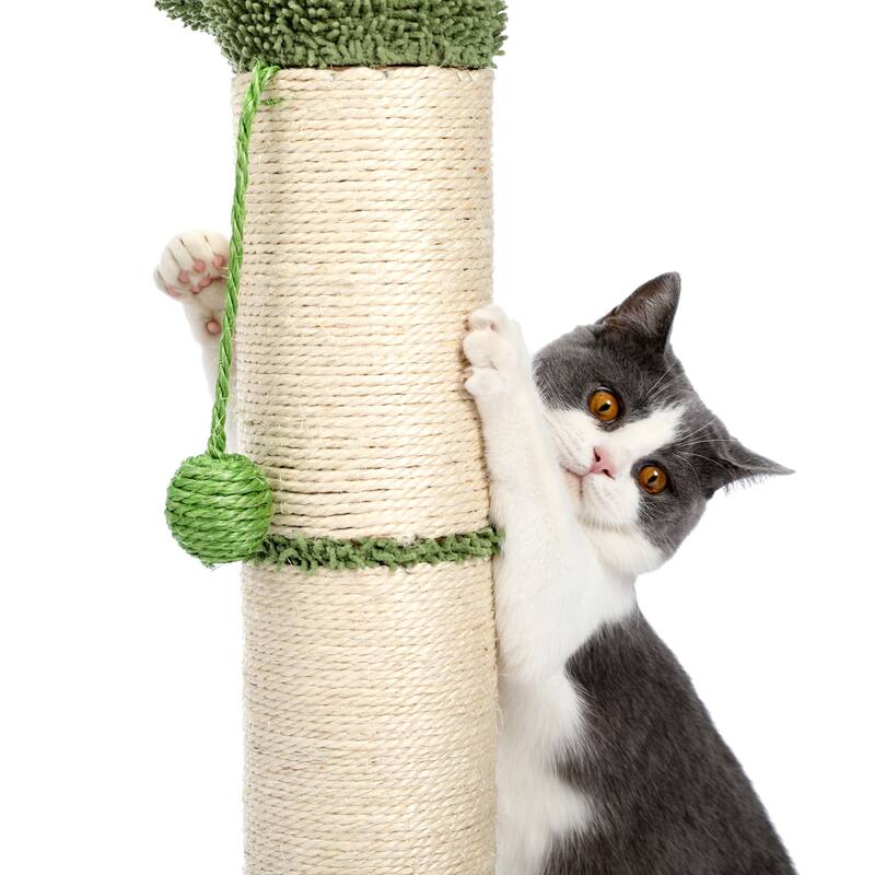 Large Cactus Cat Scratching Post with Natural Sisal Ropes, Cat Scratcher