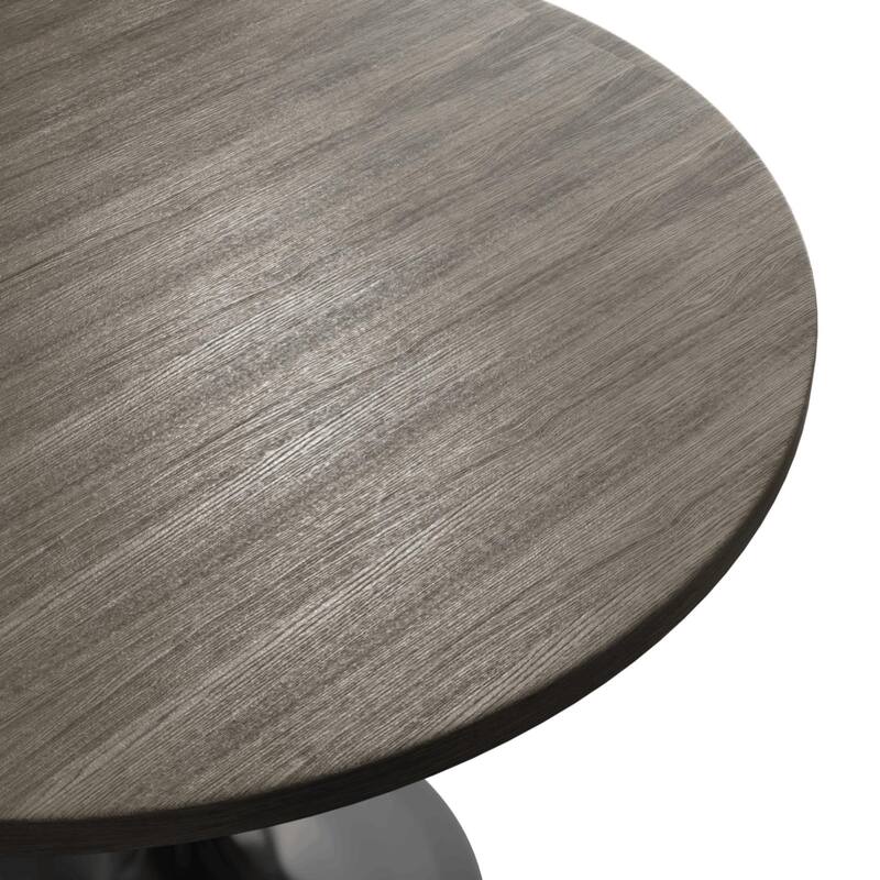 LeisureMod Verve 36" Round Dining Table with MDF Wood TableTop and Black Steel Base for Kitchen & Dining Room