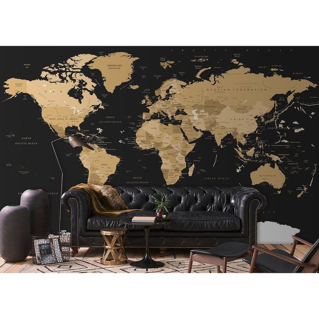 GK Wall Design Black Political World Map Dark Maps Removable Wallpaper