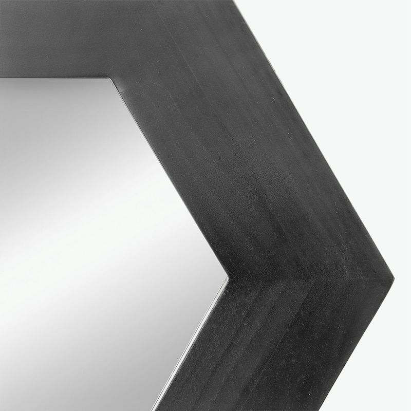 18.5" x 18.5" Hexagon Mirror with Wood Frame
